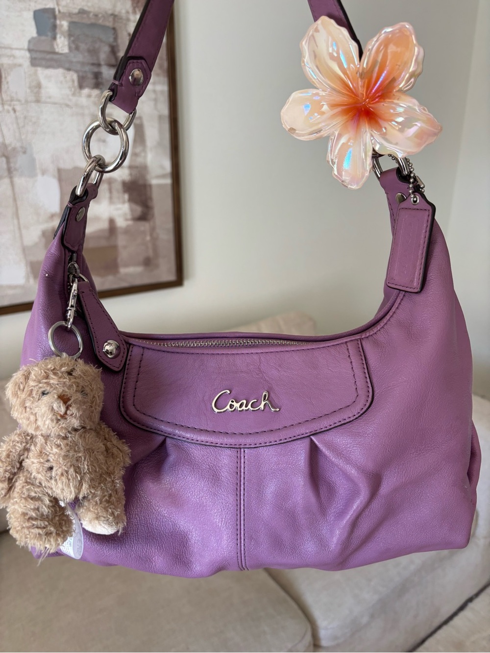 vintage Coach purple leather hobo shoulder bag